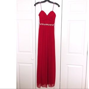 Red Beaded Formal Dress